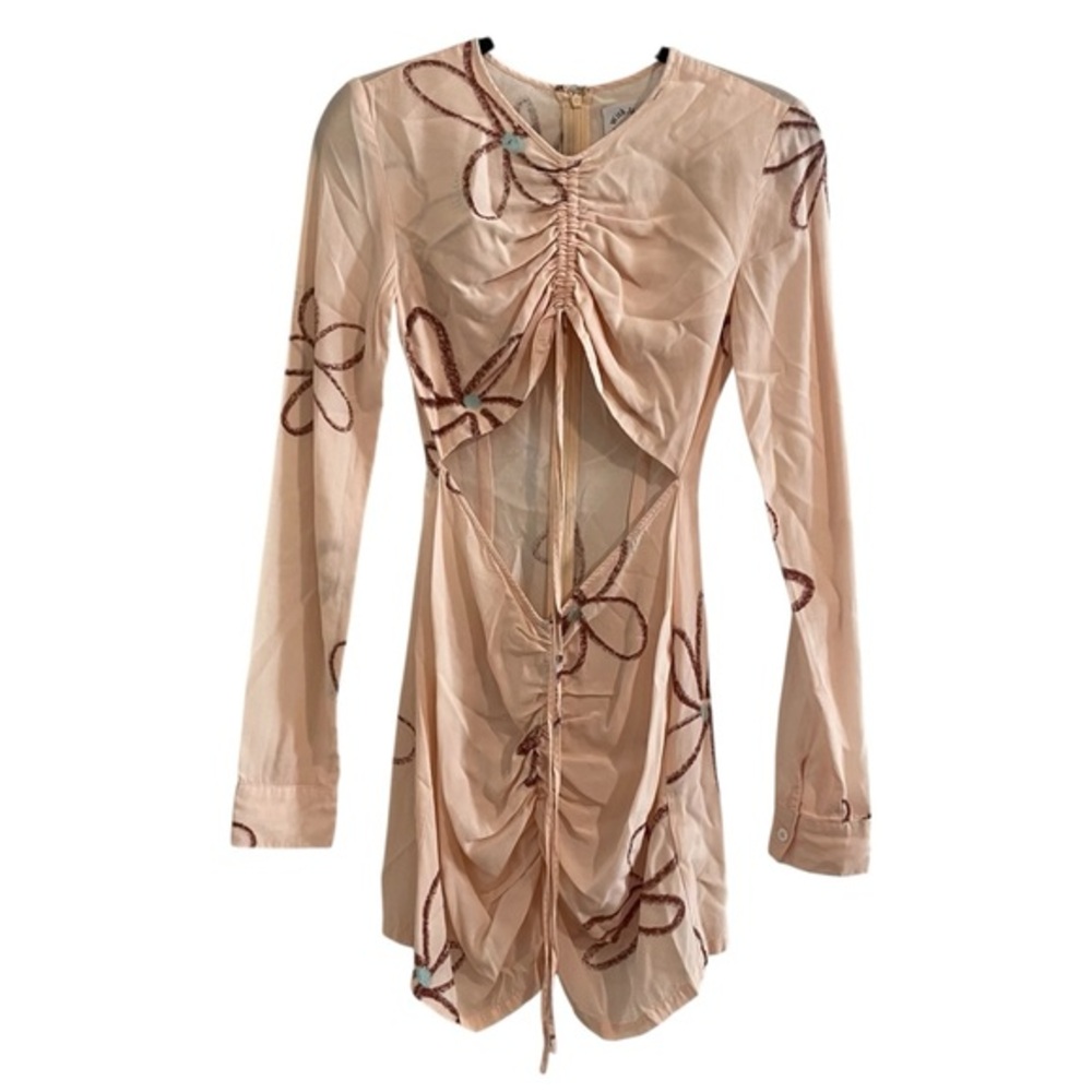 With Jean Cream Dress with Subtle Floral Design
